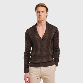 Cardigan Masculino de Tricot com Gola Smooking Elegance