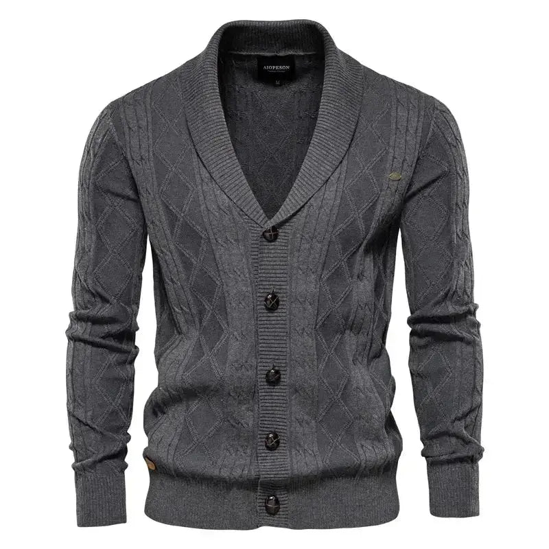 Cardigan Masculino de Tricot com Gola Smooking Elegance