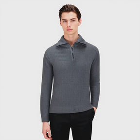 Suéter Masculino de Tricot com Meio Zíper Elegante
