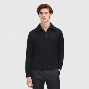 Suéter Masculino de Tricot com Meio Zíper Elegante