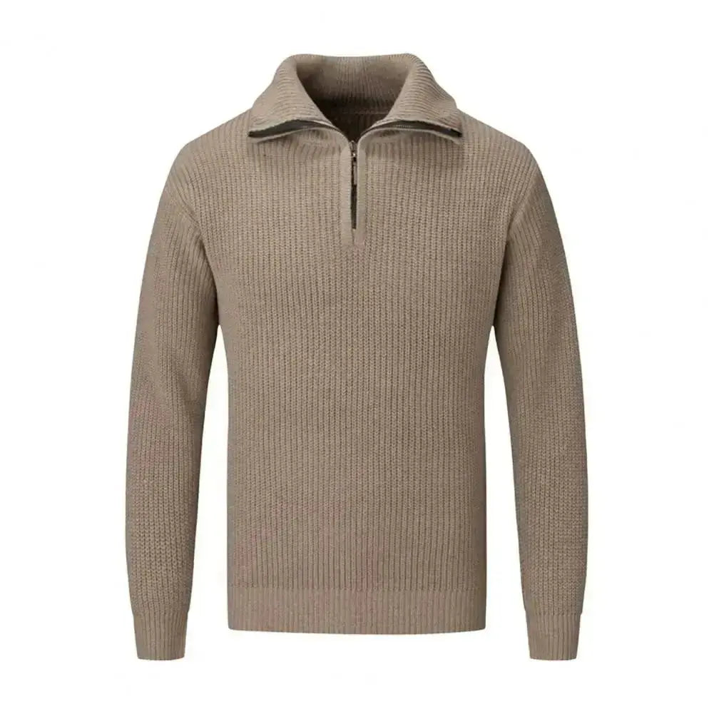 Suéter Masculino de Tricot com Meio Zíper Elegante